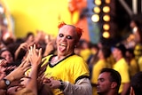 Keith Flint of The Prodigy sticks his tongue out as he jumps into the crowd at the Big Day Out