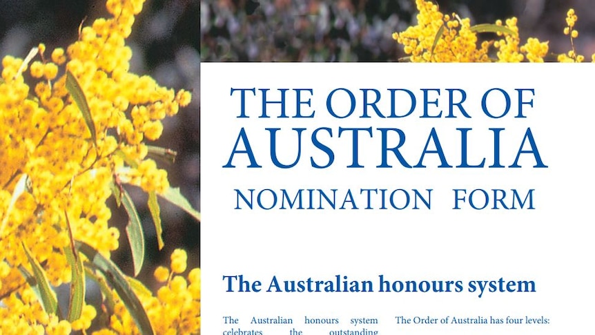 The nomination form for the Order of Australia.