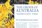 The nomination form for the Order of Australia.