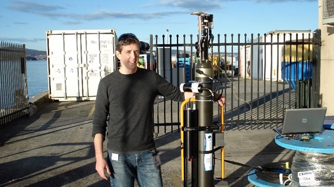 CSIRO's Nick Hardman-Mountford with a BioArgo robotic float