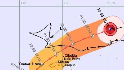 Threat map for Tropical Cyclone Evan