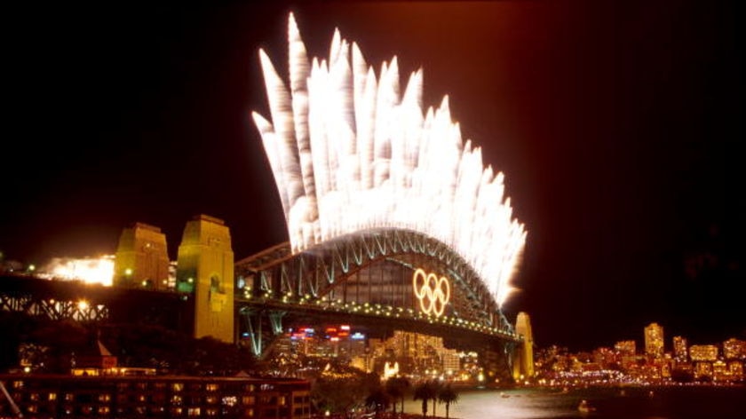 The Sydney Harbour Bridge after the closing ceremony of the Sydney 2000 Olympics