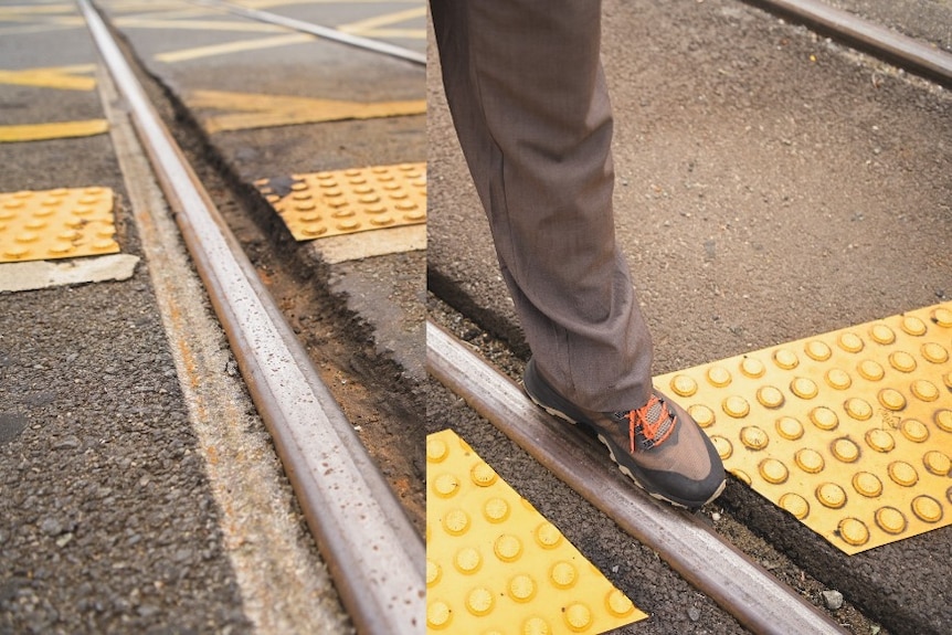 A split image shows the width of the gaps. On the right, a man shows the gap is as wide as his shoe.