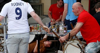 England fans fighting at a bar