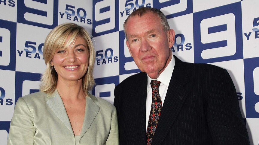 TV host Tara Brown and Peter Harvey attend the Channel Nine lunch to celebrate Australian television's 50th birthday.