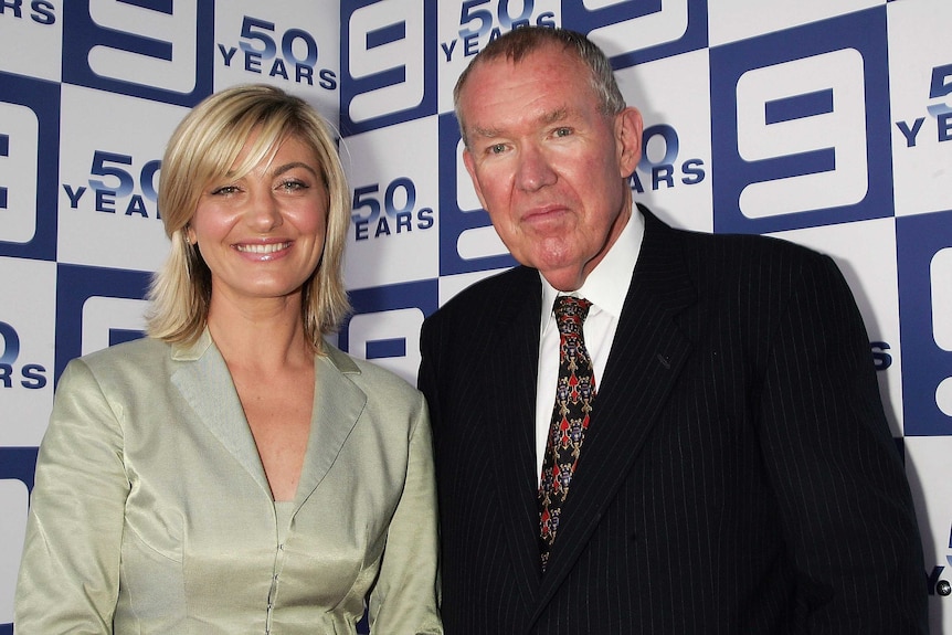 TV host Tara Brown and Peter Harvey attend the Channel Nine lunch to celebrate Australian television's 50th birthday.