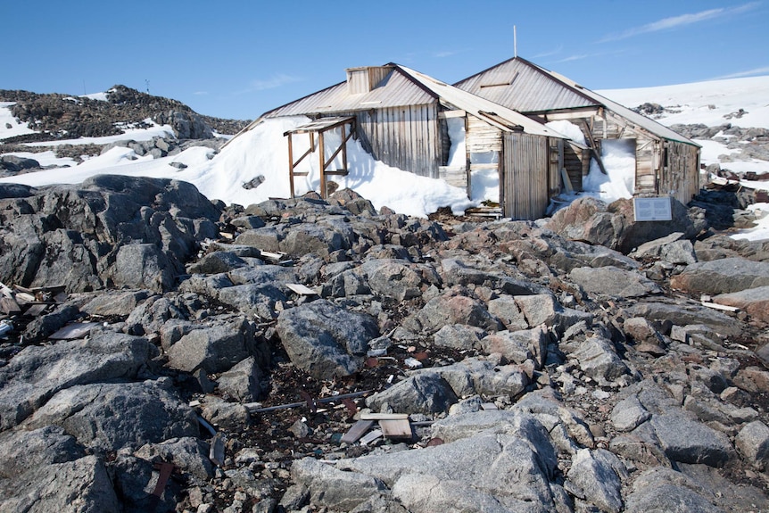 Mawson's Hut covered in snow