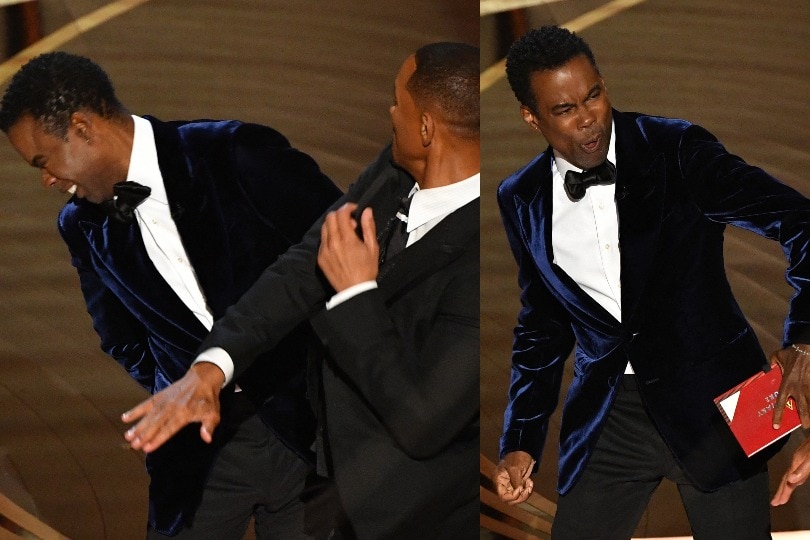 Will Smith appears to hit Chris Rock onstage during the Oscars.