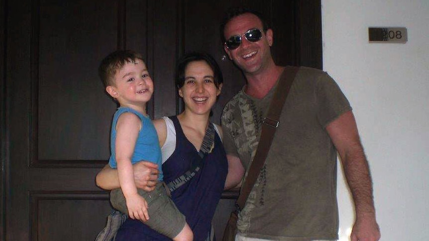 Sam Marshall (R) with son Toby (L) and wife Natasha McAlpine, before she was re-diagnosed with cancer