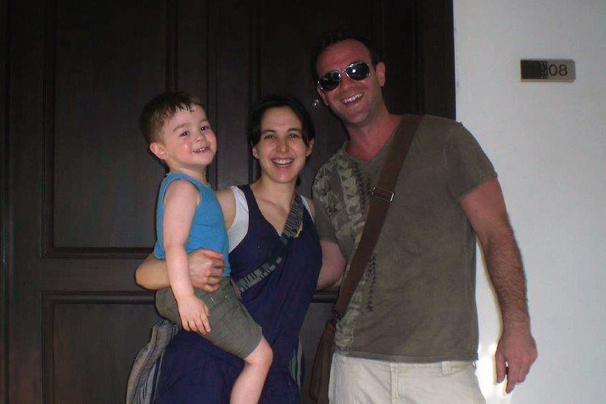 Sam Marshall (R) with son Toby (L) and wife Natasha McAlpine, before she was re-diagnosed with cancer