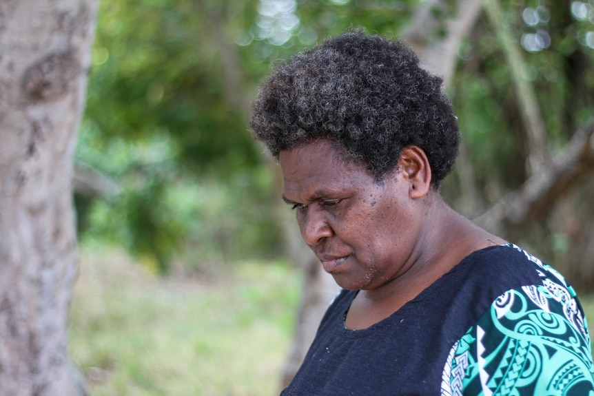 A side profile of a woman from Tanna in Vanuatu.