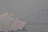 Smoke obscuring the Sydney Opera House and Harbour Bridge.