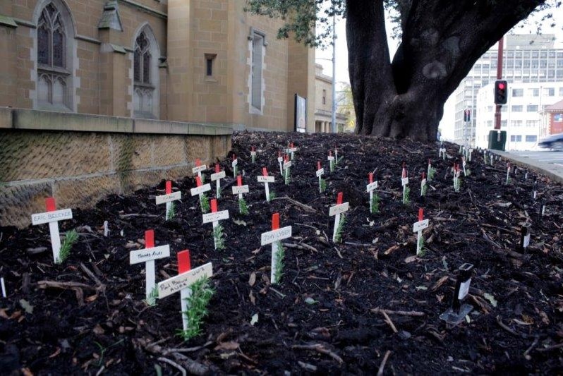 Crosses outside St David's Cathedral Hobart