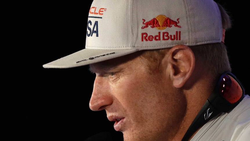 Team USA skipper Jimmy Spithill speaks to the media after the loss to New Zealand.