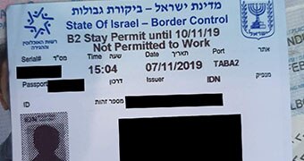 Work permit for the State of Israel.