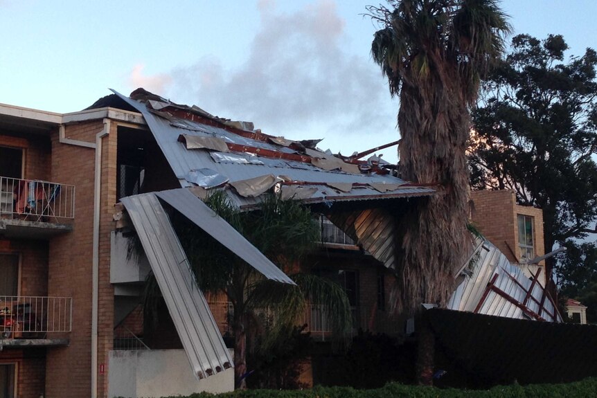 A roof has been ripped off an apartment block in Attadale.
