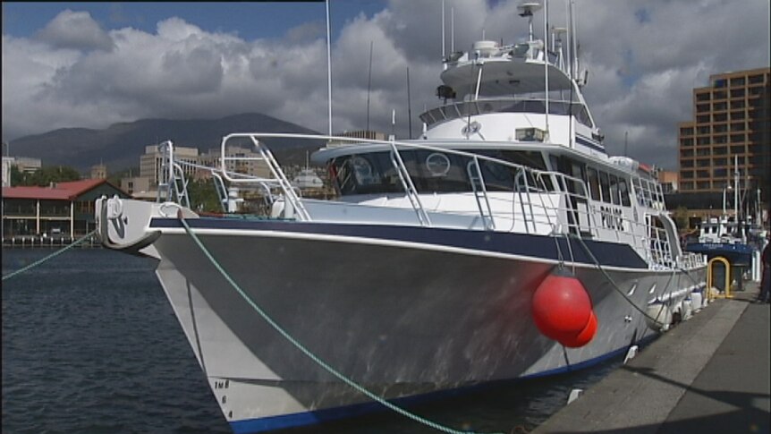 The Tasmanian police boat, the Van Diemen.