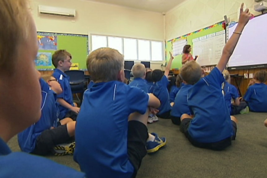 Tasmanian primary students and teacher in classroom generic