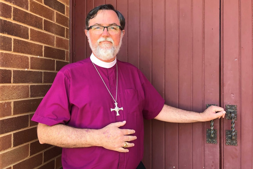 Riverina Bishop Donald Kirk standing outside the Anglican Cathedral in Griffith.