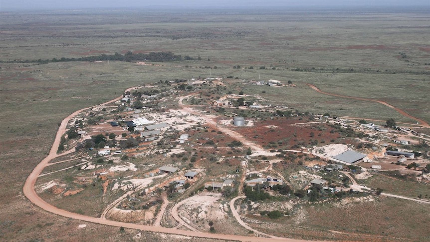 A small township, featuring underground dugouts, from the air