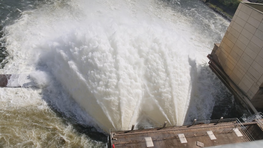 Water released from a large dam.