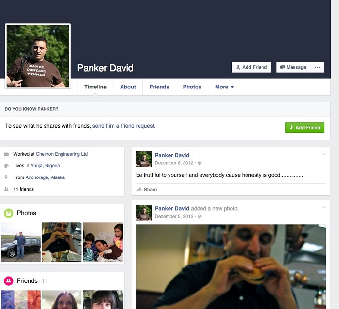 A fake profile using a picture of Alec Couros.