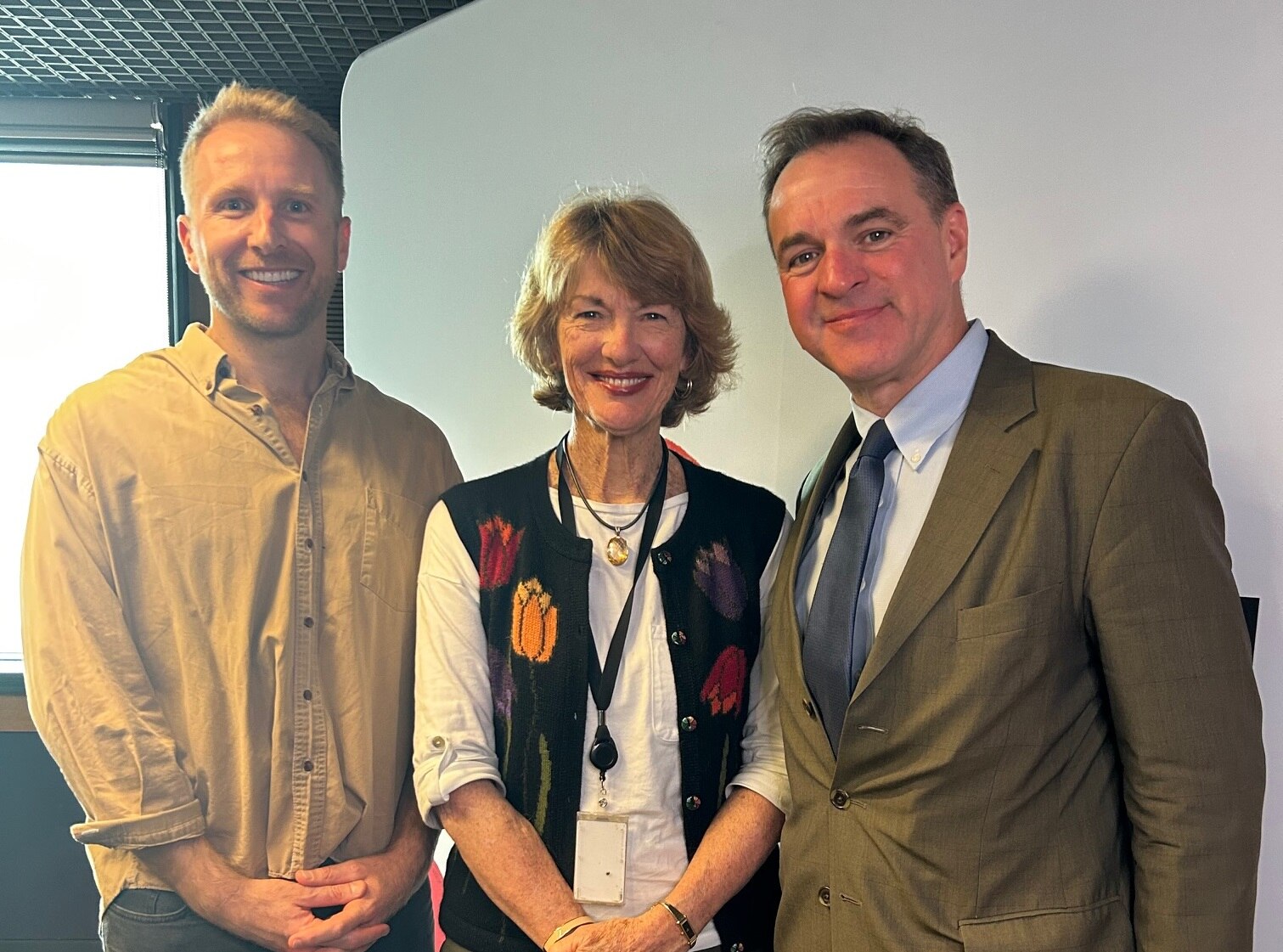 Hamish on the left, Geraldine in the centre and Niall Ferguson on the right