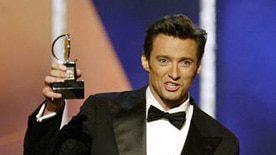 Actor Hugh Jackman accepts the 2004 Tony Award for best leading actor in a musical.