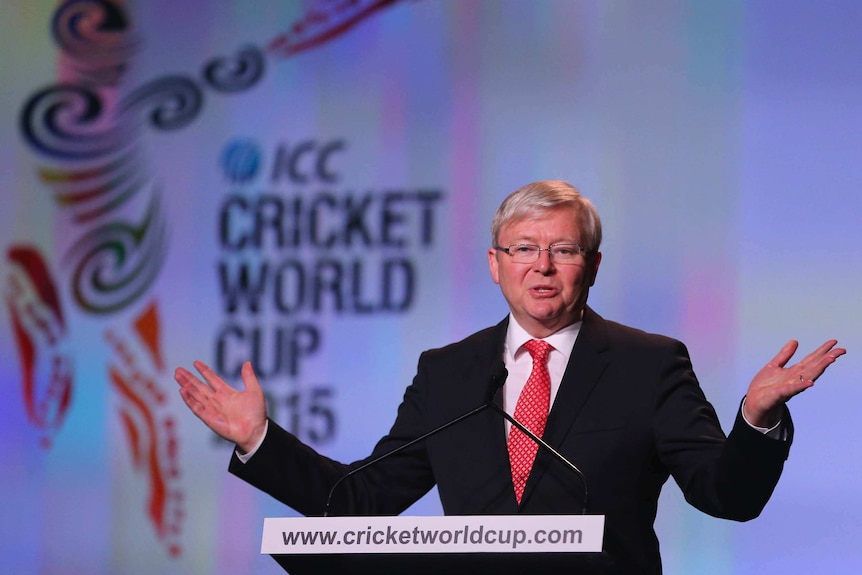 We'll put on a show ... Prime Minister Kevin Rudd speaks at the World Cup launch.