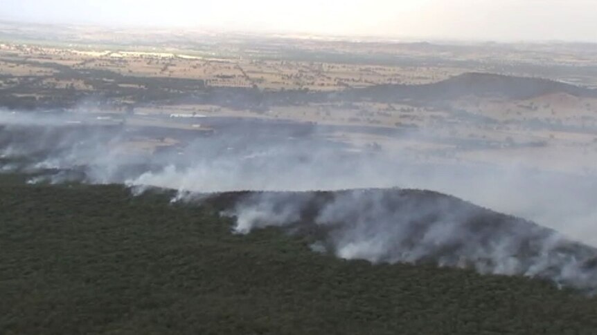 An aerial view of the fire at Barnawartha, in northern Victoria, on December 19, 2015.