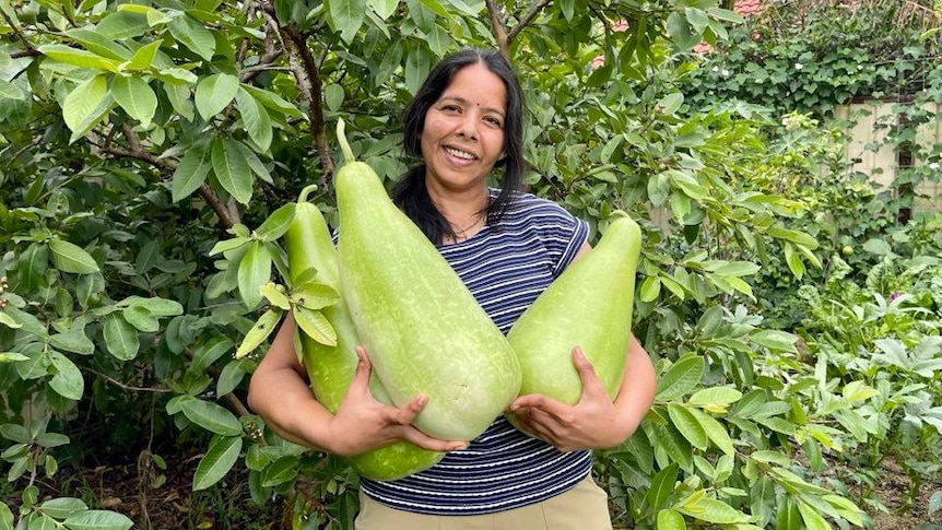Anita Aluru and her homegrown produce (Feb 2022)