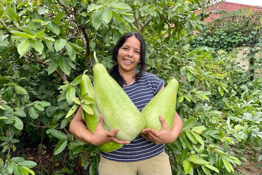 Anita Aluru and her homegrown produce (Feb 2022)