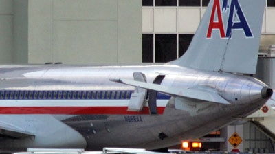 American Airlines Flight 924 sits at Gate 42 at Miami International Airport