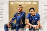 Sam Kerr and Kylian Mbappe on the cover of the FIFA 23 video game.