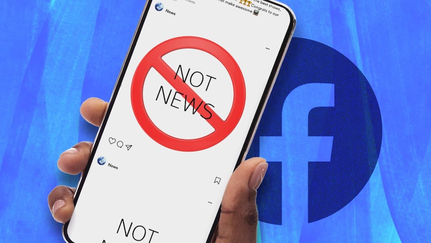 A hand holds a smart phone showing with an Instagram feed showing posts which say 'Not News'.