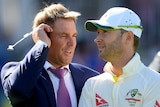Former cricketer Shane Warne and Michael Clarke after they won the second test.