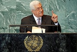 Palestinian president Mahmoud Abbas addresses the UN general assembly in New York on September 23, 2011.