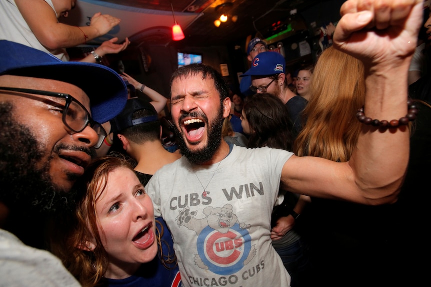 Chicago Cubs fans celebrate winning World Series