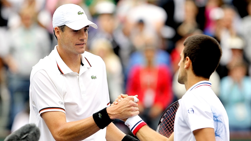 Isner gets one over world number one Novak Djokovic on his home US courts.