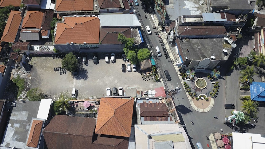 An aerial shot of the empty lot where the Sari Club used to be