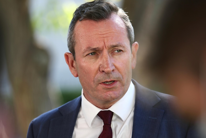 A head and shoulders shot of WA Premier Mark McGowan addressing the media.