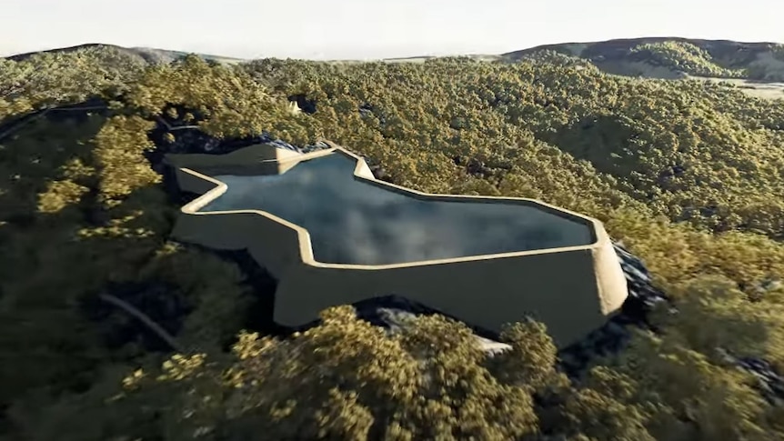 A CGI image of a dam