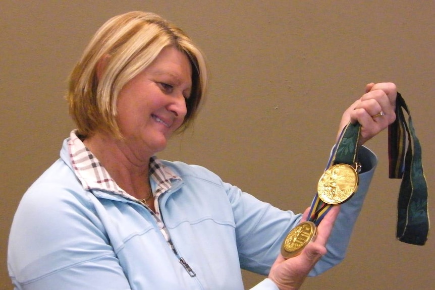 Gillian Rolton with her olympic medals