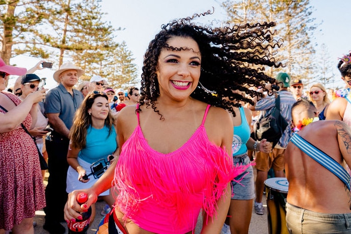 woman dancing in the crowd 