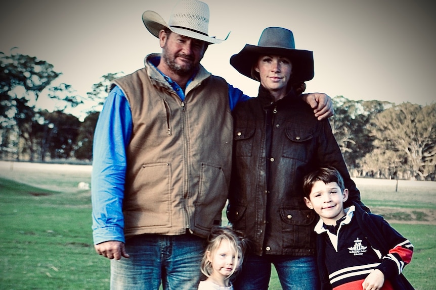 The Lee family from Edenhope standing in a paddock