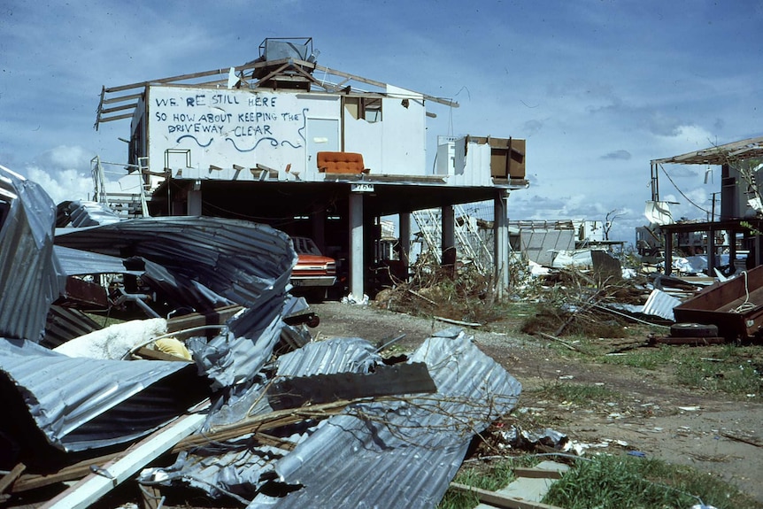 A house in Casuarina in the days following Cyclone Tracy.