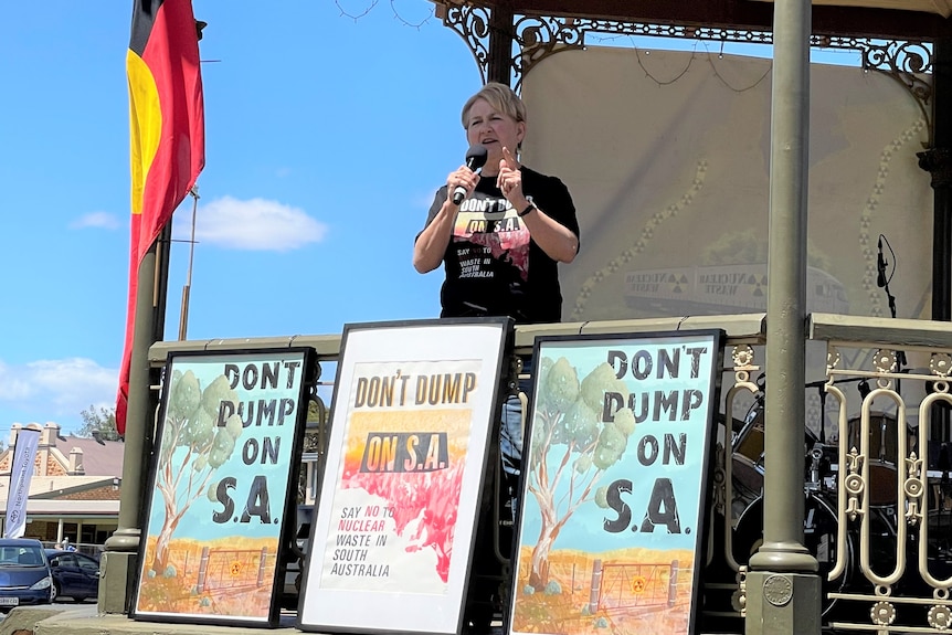 Senator Pocock at a nuclear waste rally in Port Augusta.