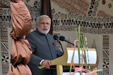 Indian PM Narendra Modi speaks in Fiji