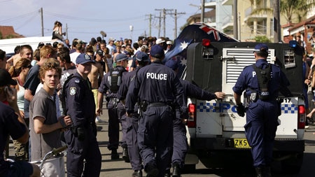 The video shows footage of violence on Sydney's beaches after the 2006 Cronulla riots.