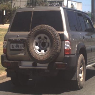 The back of a four-wheel drive vehicle.